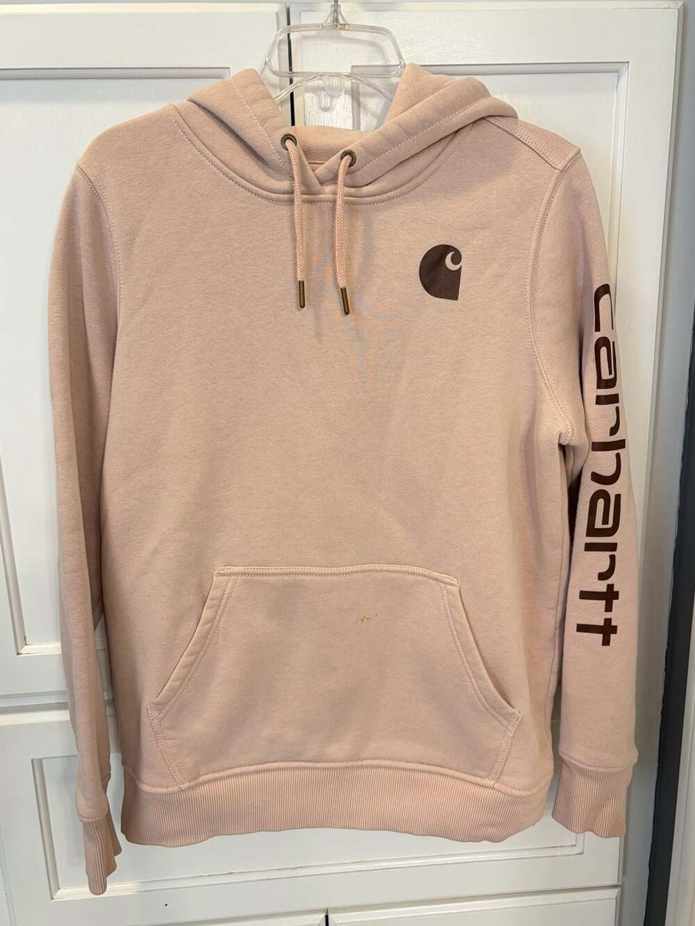 Carhartt Clarksburg Hoodie Size M(8-10) Ash Rose Pink Logo